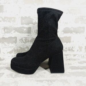 NEW Abound Steffie Black Glitter Platform Bootie i624